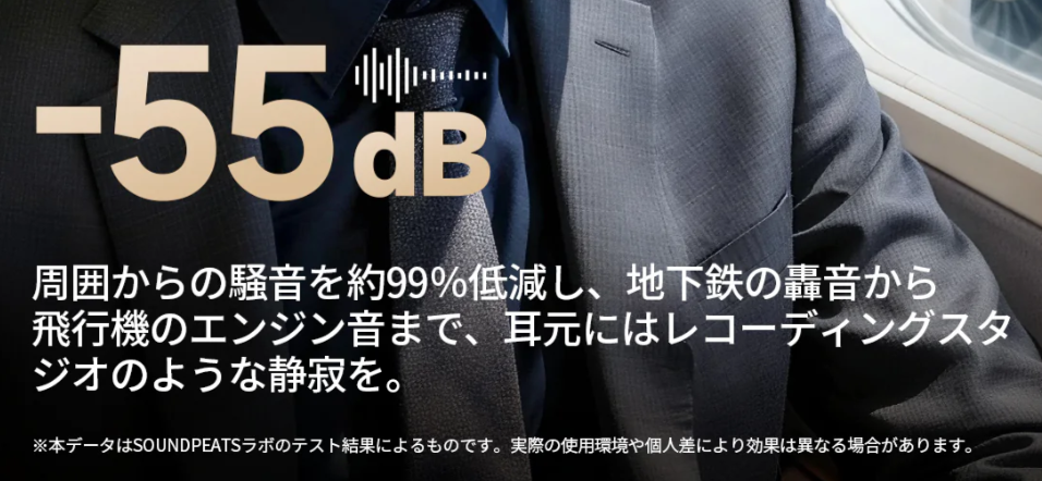 SOUNDPEATS Air5 Pro+のノイキャン性能画像